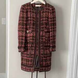 Tory Burch Pink and Brown Tweed Blazer